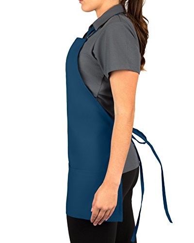 KNG Navy Blue 3 Pocket Adjustable Bib Apron for Men and Women