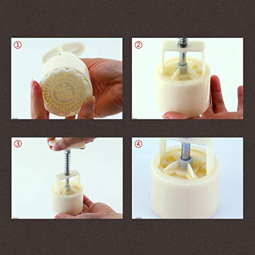 75G Mooncake Mold - Square Hand Press Cookie Stamps, DIY Baking Moon Cake Stamps, Bath Soap Mold, Cookies Cutters with 4 Stamps for Kitchen Mid Autumn Festival