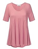 NINEXIS Women's Half Sleeve V-Neck Draped Tunic Top (S-3XL)