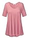 NINEXIS Women's Half Sleeve V-Neck Draped Tunic Top (S-3XL)