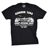 Mens Summer 1980 Mens Funny T Shirts Camping Shirt Vintage Horror Novelty Tees (Black) M