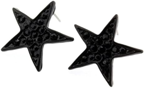 POPLife Black Big Star Iced Out Men's Hip Hop Stud Earrings Micro Paved Crystal