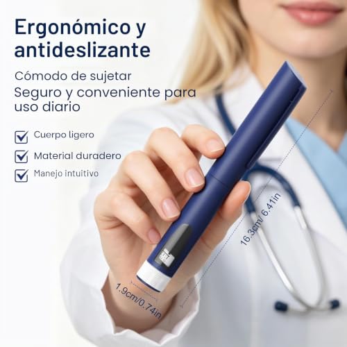 AMAINKI Insulin Pen Set with 5 Glass Cartridges 2 ml, 1–80 IU | Reusable dosing pen with precise adjustment in 1 IU increments, non-slip case and portable design