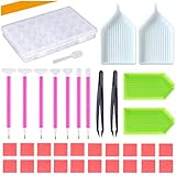 DIY Diamond dotz Painting Accessories Kits for Adults Cross Stitch Tools Including Painting Pen, Different Types of Plastic Tray, Plastic Tweezer Label Stickers and Diamond Embroidery Box(35pcs)