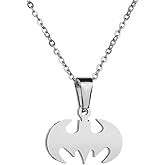 ClosJery Bat Necklace for Men Women Stainless Steel Gold Silver Lightweight Fashion Goth Cool Hippie Bat Pendant Necklace Jewelry Gift