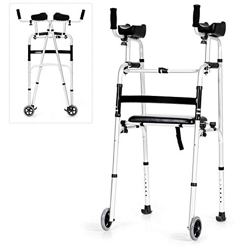Goplus Folding Walker for Seniors, Lightweight Standard Walker with 5