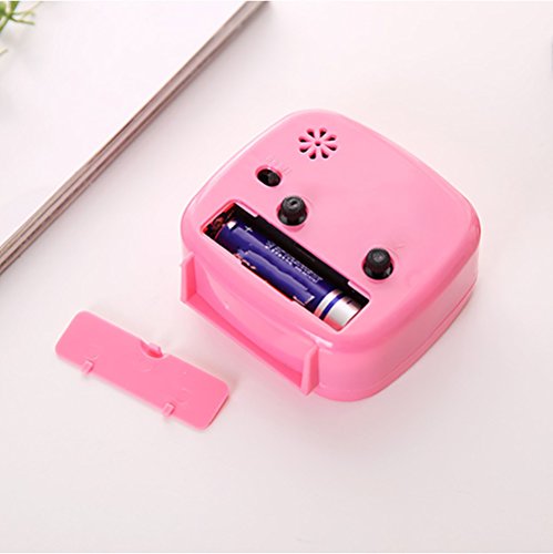 Square Bedside Small Alarm Clock - Portable Mini Size Bedroom Plastic Clock Compact Travel Analog Quartz Loud Beep Alarm Clock with Nightlight, Battery Operated, Silent Non Ticking (Red)