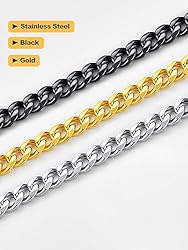 U7 Men Women Curb Chain Necklace Ion Plating Black