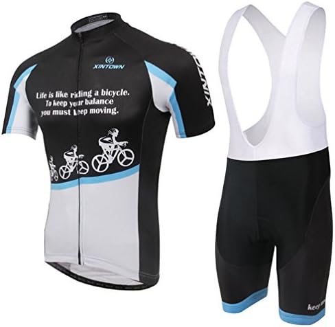 Bicycleworld Men's Short Sleeve Cycling Jersey and 3D Padded Bib Short Set F Size XL