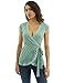 PattyBoutik Women Floral Lace Wrap Blouse (Turquoise Small)