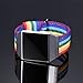 Bandmax Compatible Fitbit Ionic Rainbow Band,Breathable Nylon Watch Strap Replacement Wrist Band Black Plated Clasp Removable Loop Compatible Fitbit Ionic Smart Watch