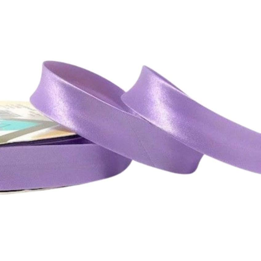 Plush Addict Single Fold Satin Bias Binding Tape for Sewing, Edging, Stitching, Hemming, Trimmings, Accessories, Outfits and Crafts - Lilac - 18mm Wide x 5 Metre