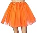 Women's, Teen, Adult Classic Elastic 3, 4, 5 Layered Tulle Tutu Skirt (One Size, Orange 3Layer)