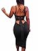 BEAGIMEG Women's Sexy Lace Up Backless Bodycon Midi Party Club Dress, Black, Medium