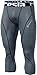 TSLA Men's Compression 3/4 Capri Pants Baselayer Cool Dry Sports Running Yoga Tights, Zero(p15) - Grey & Black, X-Large
