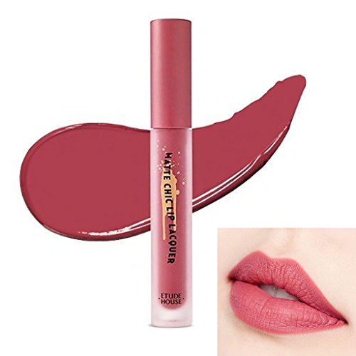 ETUDE HOUSE Matte Chic Lip Lacquer 4g # PK004 Romance Rose - Long-lasting Lip Locker, Rich Color Pigment Fixed Fast upon Application, No Smudging