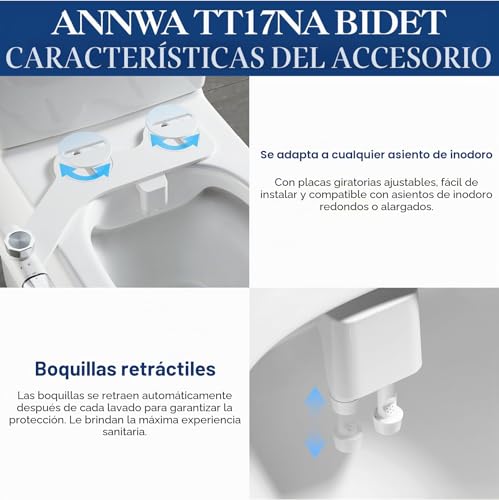 Non-Electric Toilet Bidet Sprayer with Retractable and Self-Cleaning Dual Nozzle, Portable Cold Water Bidet with Pressure Control, Front and Rear Cleaning (TT17NA)