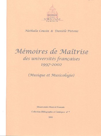 Mémoires de maîtrise des universités françaises, 1997-2002