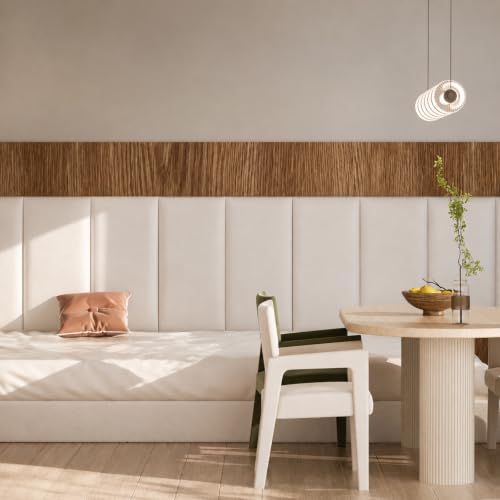Umedol Anti Collision Wall Padding for Kids, Upholstered 3D Wall Panels | 6 Packs 7.8'' x 15.7'' Peel and Stick Headboard, Self Adhesive Wall Pads for Kids, Bedroom, Living Room, White