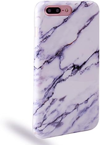 Iphone 7 Plus Case, DUOMON New Marble Design, Slim Shockproof Flexible Smooth TPU Soft Case Rubber Silicone Skin Cover (White&amp;Purple)