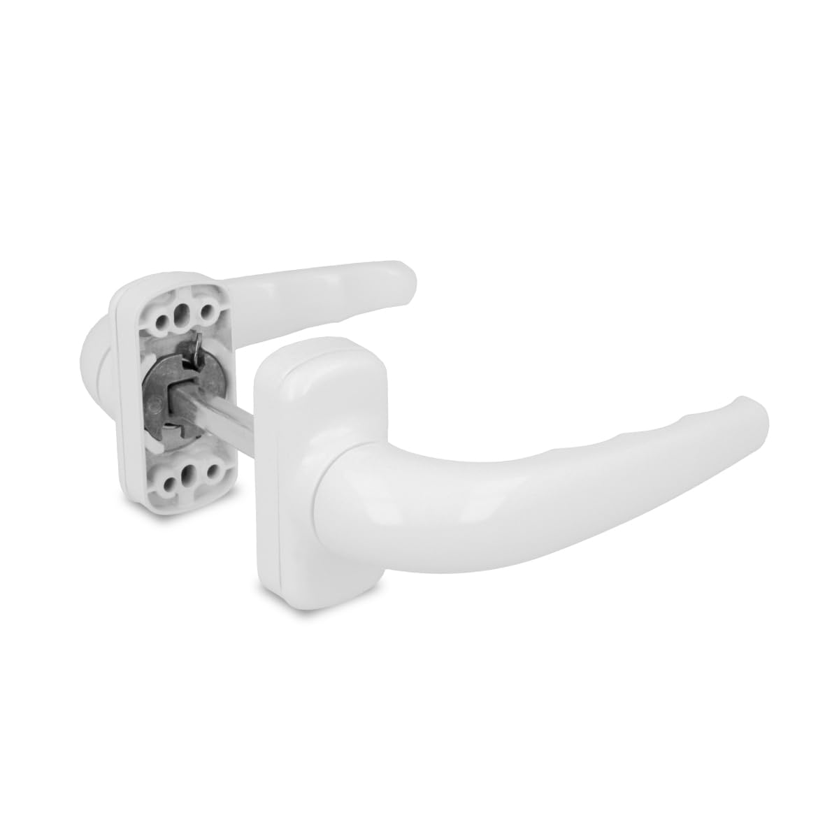 AMIG - Reinforced Rosette Handle Set - Sendoa Model - Made of Aluminium - Size: 125 x 66 mm - Square 8 mm - Ideal for Interior or Exterior Doors - Finish: White