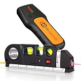 OFIRCREATION 3-in-1 Laser Level w/Built-In Measuring Tape | Multipurpose Woodworking, Contractor Tool | Imperial & Metric Measurements | Vertical & Horizontal Use | BONUS - Stud Finder