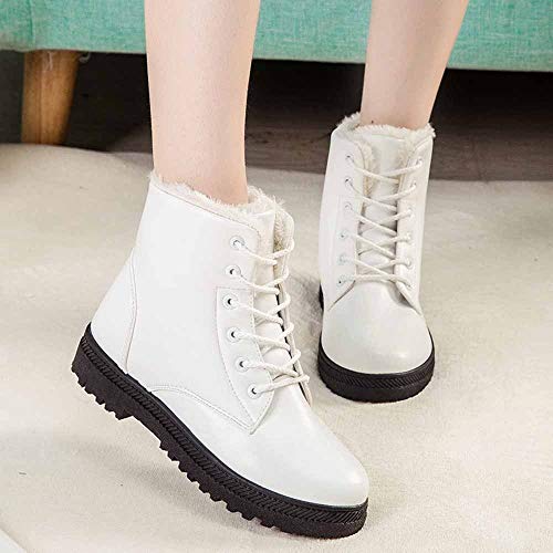 AgrinTol Women's Ankle Snow Boots Stylish Winter Shoes High-top Boots Flat Lace Up Boots