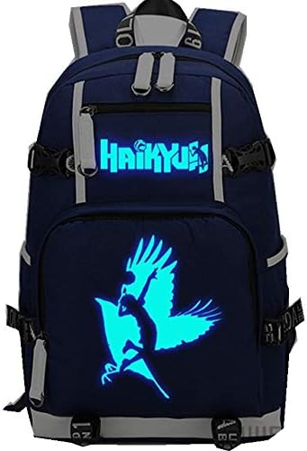 Haikyuu Haikiyu Karasuno Luminous Backpack Casual Shoulder Backpack USB Charging Laptop Bags (1)