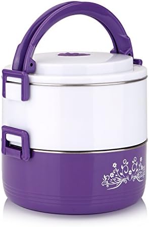 2 Layer Lunch Box Tier Stainless Steel Thermal Insulated Stackable Bento Hot Food Container Boxes
