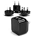 StarTech.com Travel USB Wall Charger – 2 Port – Black – Universal Travel Adapter – International Power Adapter – USB Charger