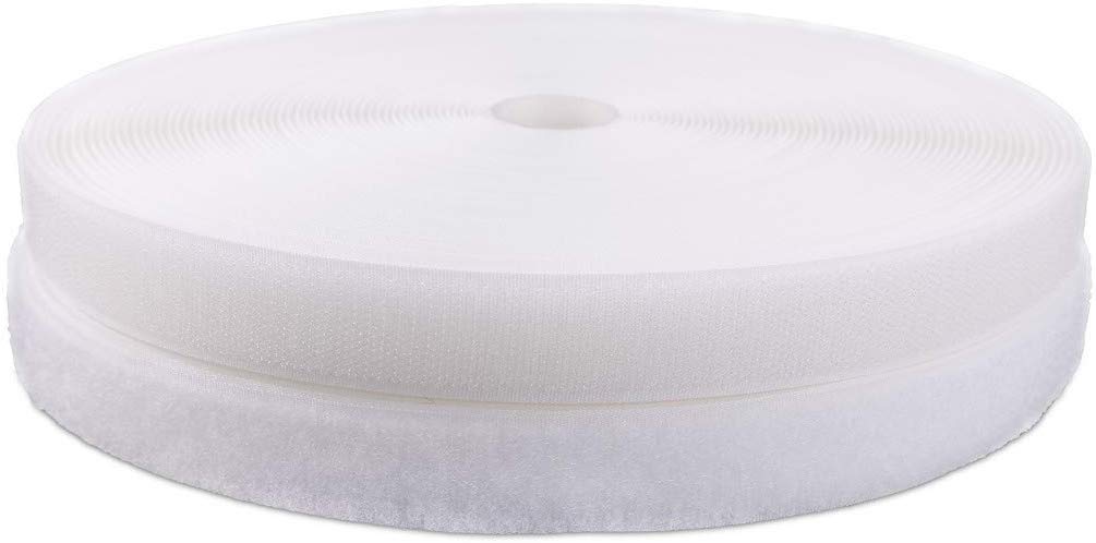 IHKFILAN Sew On Hook and Loop Tape Fastening Nylon Fabric Tape Sewing Tapes Both Sides Included (White, 2cm x 10 Meters)