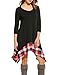 ACEVOG Womens Asymmetrical Casual Feminine Long Sleeve Tunic Shirt Plaid Dress Black XXL