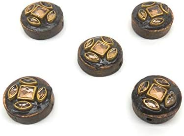 Buttons for Dress, Stone/Golden/ Round Shape/Designer Fancy for Dress Lehenga Choli Suits Kurti and Craft 5 Piece Pack…