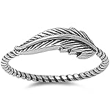 CloseoutWarehouse Sterling Silver Sideway Feather Ring (Color Options, Sizes 3-15)