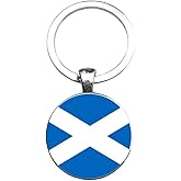 Art Attack Scottish Flag Keychain, Scotland Tartan Army National Football Soccer Team Accessories History Party Favor Fan Car Key Chain Ring Pendant Charm (Silver)