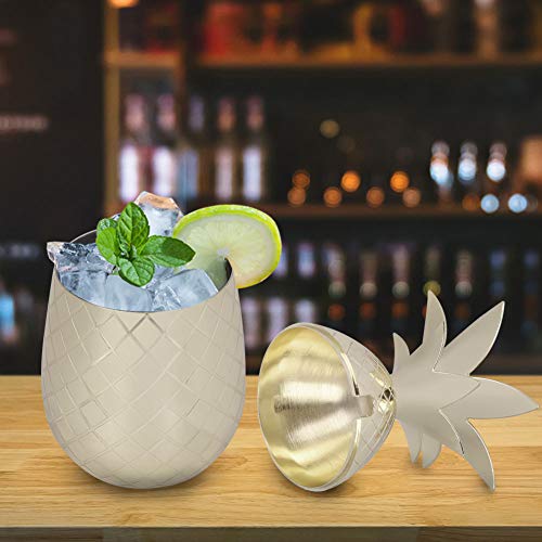 2 TOPINCN+Pineapple+Stainless+Cocktail+Drinking