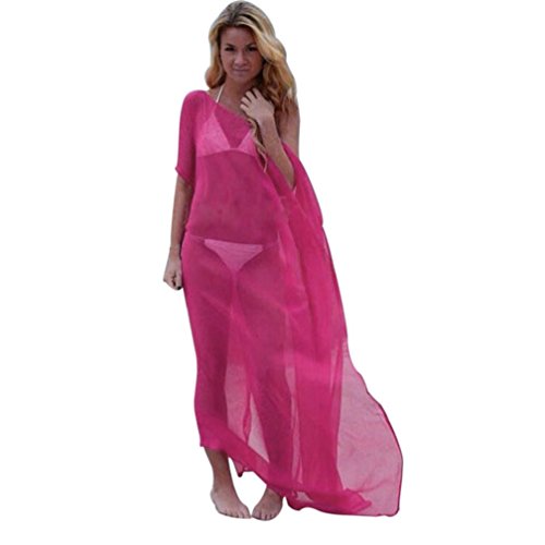 Hot Sale!Clearance!Todaies Women Sexy Bikini Cover Up Swimsuit Swimwear Beach Shirt Dress Bathing Suit 4 Colors (XL, Hot Pink)