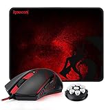 Redragon M601-BA Gaming Mouse and Mouse Pad Combo, Ergonomic Wired MMO 6 Button Mouse, 3200 DPI, Red LED Backlit & Large Mouse Pad for Windows PC Gamer (Black Wired Mouse & Mousepad Set)