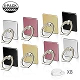 COOLOO Cell Phone Ring Holder Stand, 8 Pack 360 Degree Rotation Phone Grip Finger Ring Compatible iPhone X, 8, 7, 6s, Plus, Samsung Galaxy S6 S7, Note, LG, Google Pixel