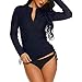 Swimsuit Tummy Control Bikini,YEZIJIN Women’s Rash Guard Sun Protection UV Surf Tops Long Sleeve Swim Shirt Navythumb 1
