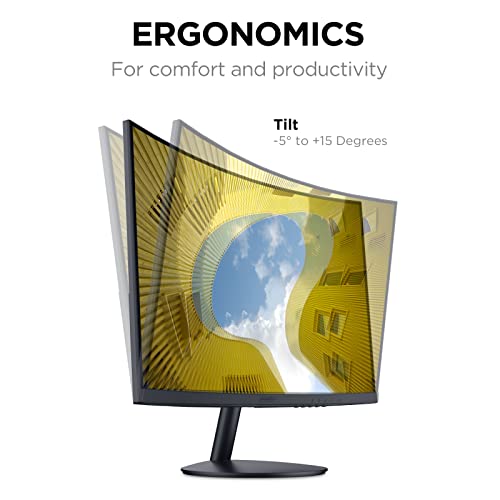 KOORUI 27 Inch Curved Monitor, Full HD 1080P 75Hz Computer Monitor, 1500R HDMI VGA, Tilt Adjustment, Eye Care, Black