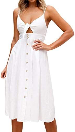 Wintialy Womens Holiday Bowknot Lace Up Ladies Summer Beach Buttons Party Dress