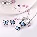 T400 Jewelry Set for Women Blue Crystal Butterfly Pendant Necklace and Earrings Set Gift for Her