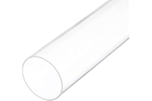Rebower 18" Clear Plastic Rigid Pipe 42mm ID x 45mm OD (1.7" ID x 1.75" OD) Acrylic Round Polycarbonate Tubing, [for Plumbing, Hydraulics, Aquarium]