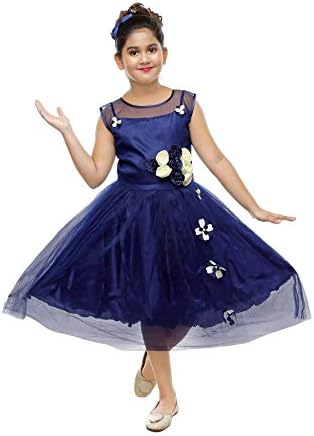 YAYAVAR Girls Net Made Festive Rose Frock