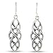 Celtic Interlace Knot Work Polished Silver Tone Elegant Dangle Earrings
