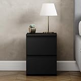 Vida Designs Denver 2 Drawer Bedside Chest Black 52H 29.5W 29.5D Space-Saving view 3