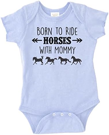 Born to Ride Horses with Mommy, Short Sleeve Horse Bodysuit, Baby Boy or Girl - Equestrian Pony Onesie Gift