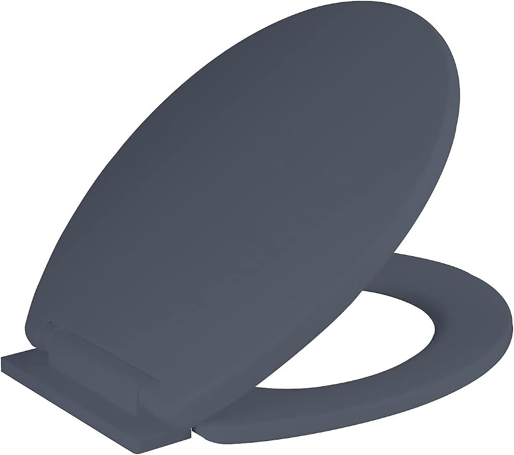 RAM Grey Soft Close Toilet Seat with Adjustable Hinges 47 CM x 37 CM
