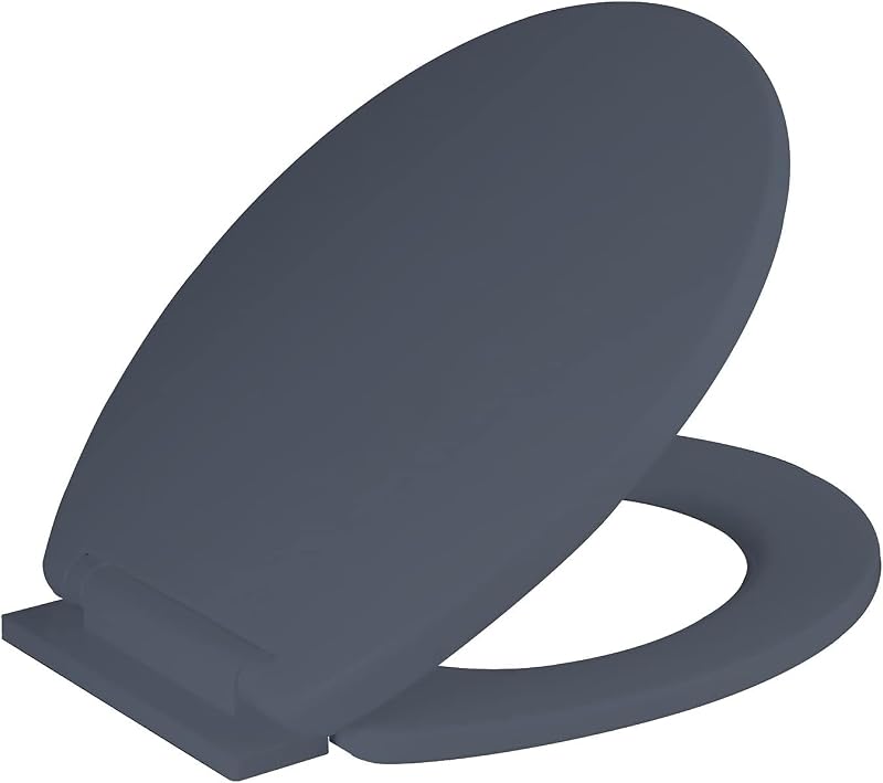 RAM Grey Soft Close Toilet Seat with Adjustable Hinges 47 CM x 37 CM